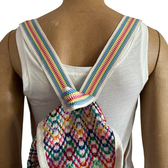 Vintage Mexican Artisan Woven Drawstring Backpack - Picture 3 of 16